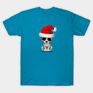 Baby Wolf Cub Wearing a Santa Hat T-Shirt